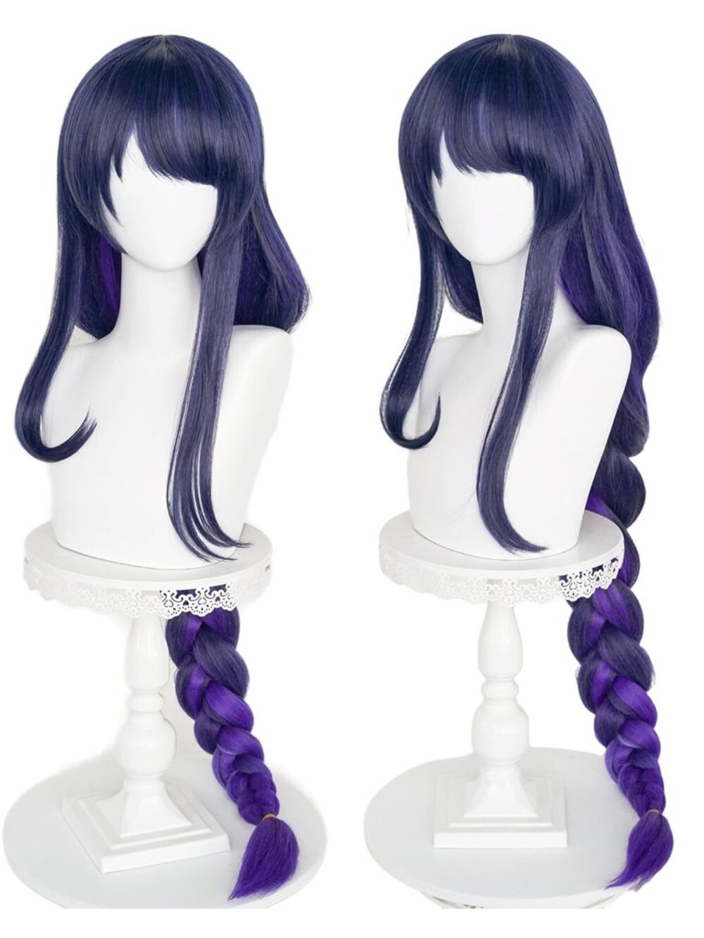 Women's Purple Braids 39 Inch Cosplay Platinum Blonde Wigs With Side Part Bangs